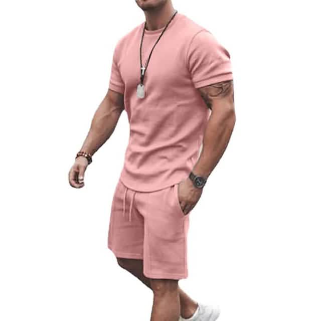 Men's Activewear Running T Shirt Shorts Set