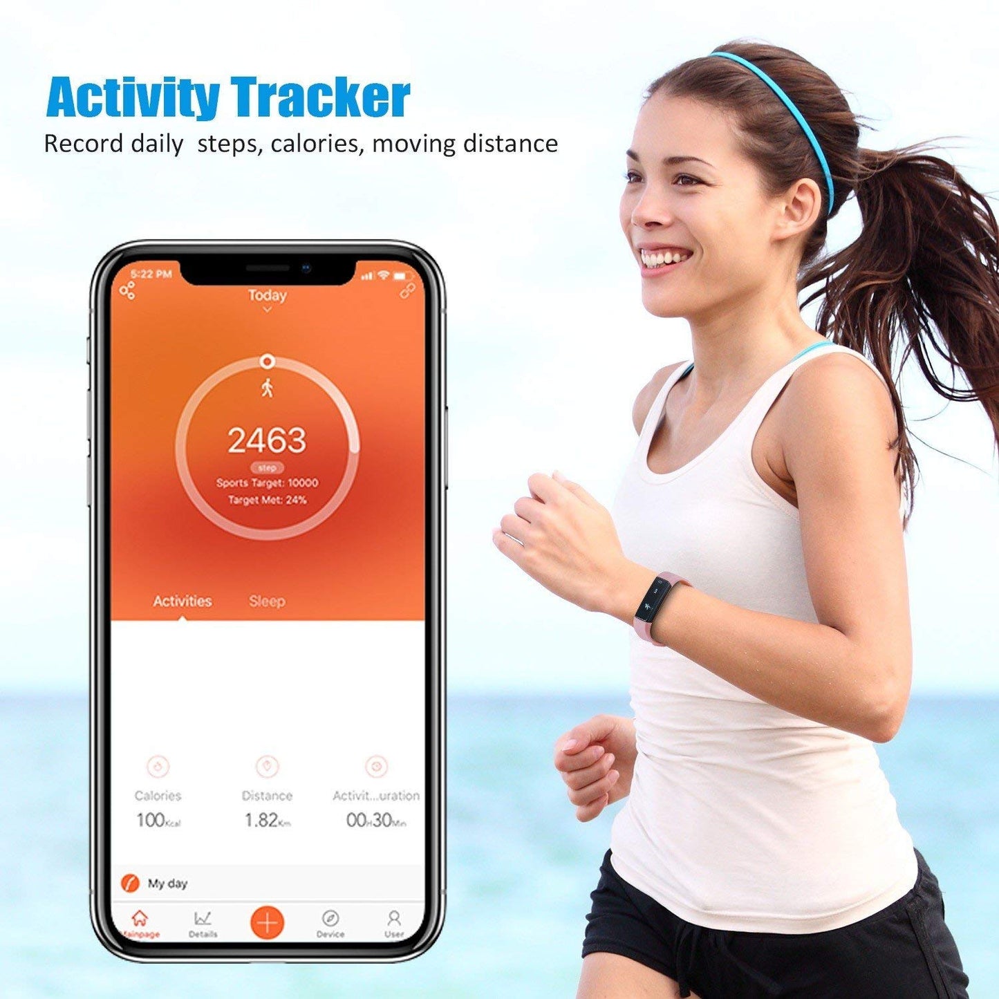 Slim Activity Tracker And Monitor Smart Watch With FREE Extra