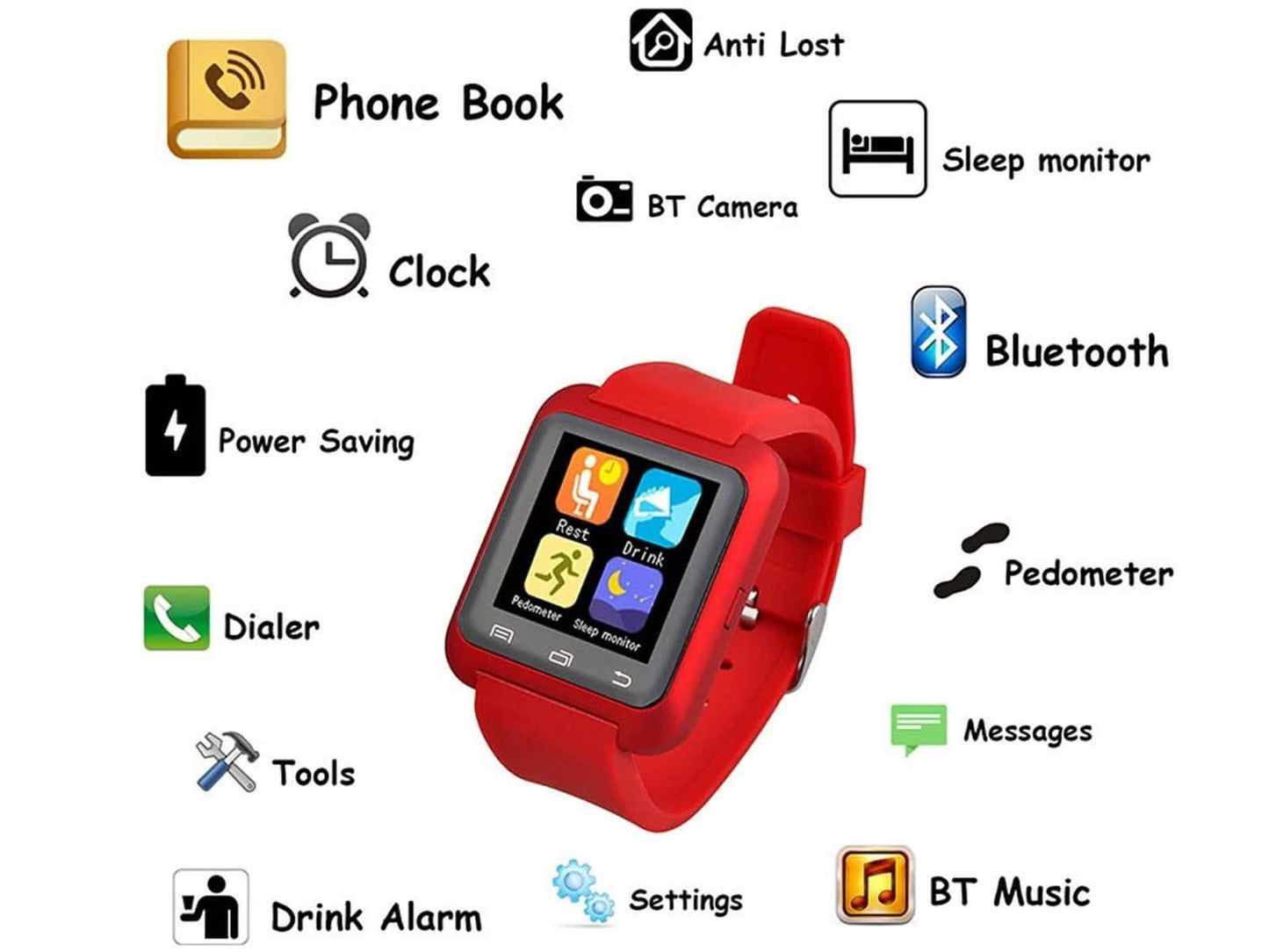 Bluetooth Smartwatch Phone Pairing Fitness Tracker