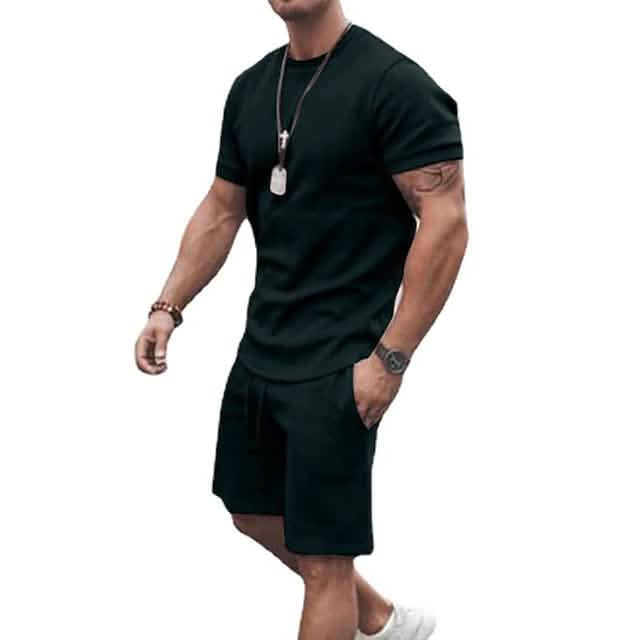 Men's Activewear Running T Shirt Shorts Set