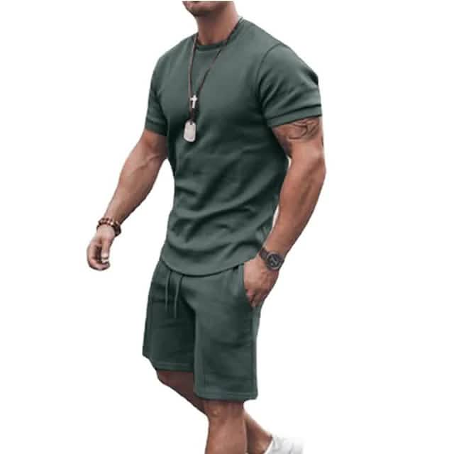 Men's Activewear Running T Shirt Shorts Set
