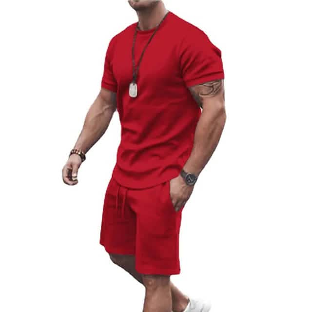 Men's Activewear Running T Shirt Shorts Set