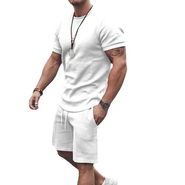 Men's Activewear Running T Shirt Shorts Set